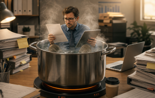 Admin person in boiling water