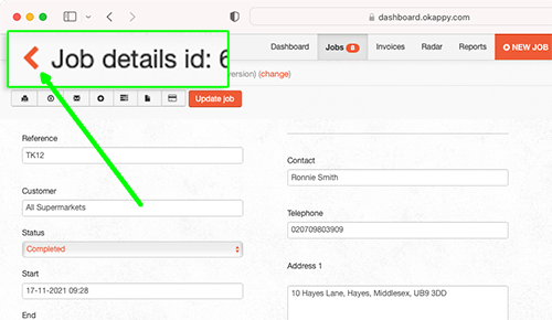 Going back to the job dashboard