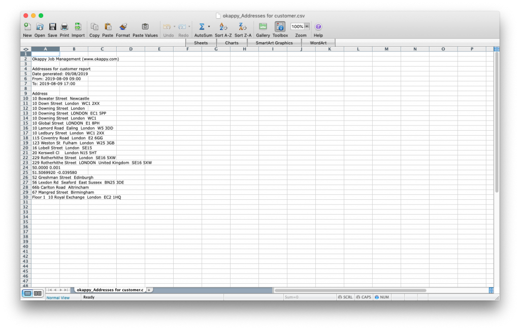 Excel Customer Site Addresses Excel Customer Site Addresses