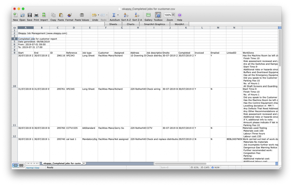 Export Your Jobs For Customer Report to Microsoft Excel