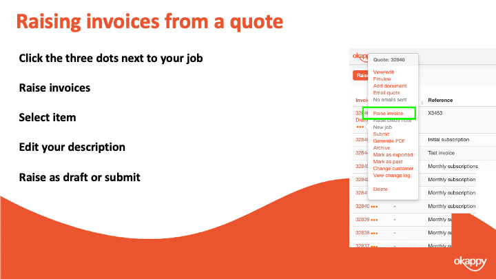 Invoice Webinar Slide9 - Raising invoices from a Quote