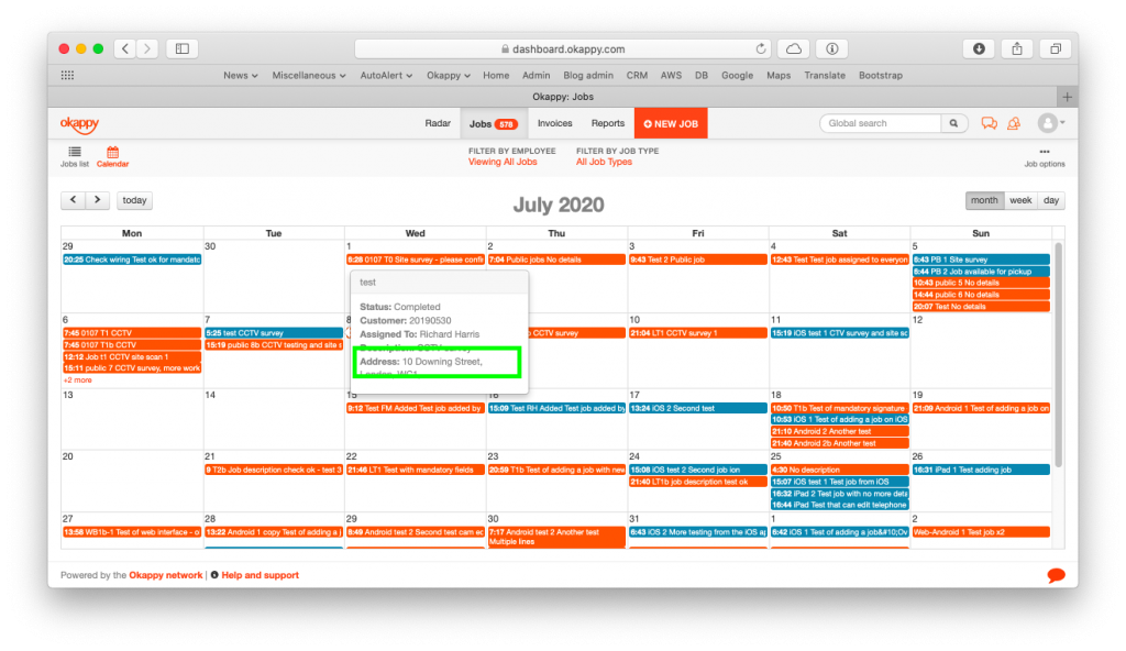 calendar hover job address