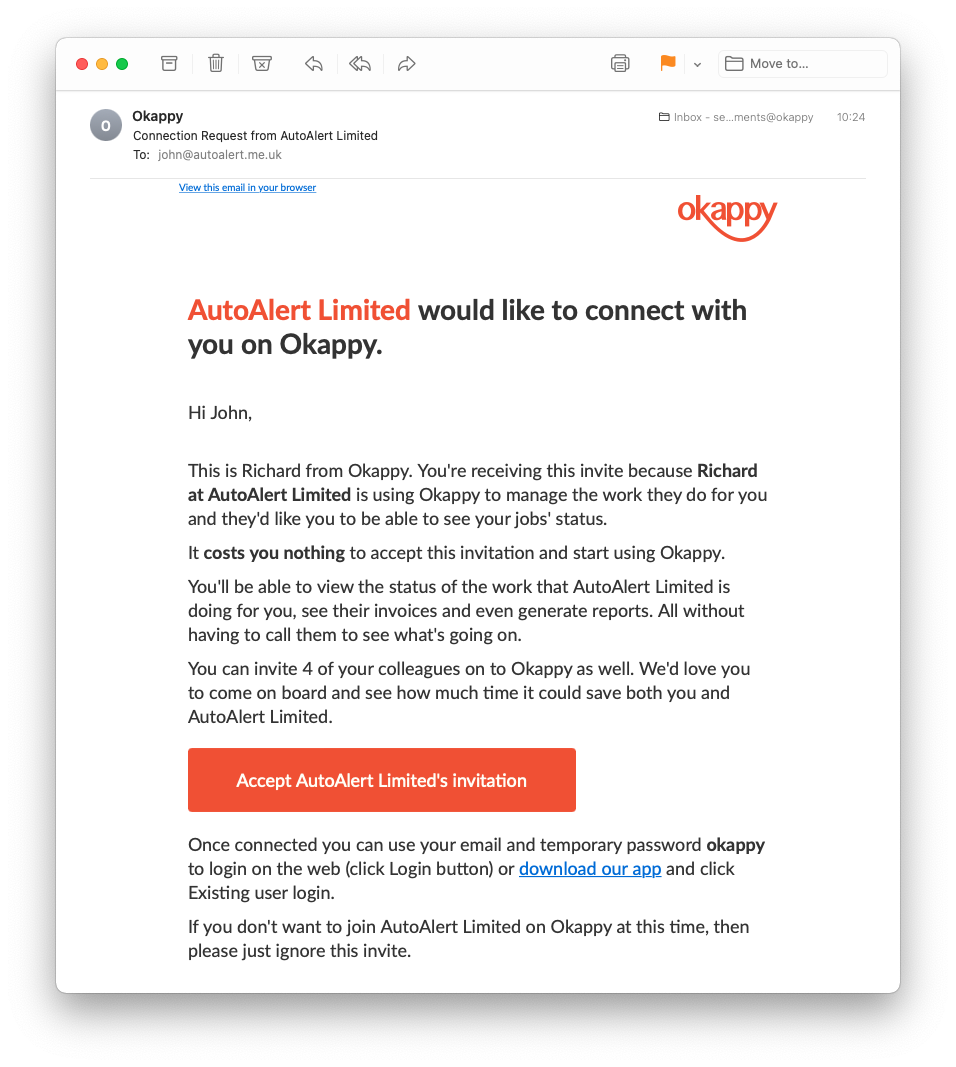 Okappy connection invite