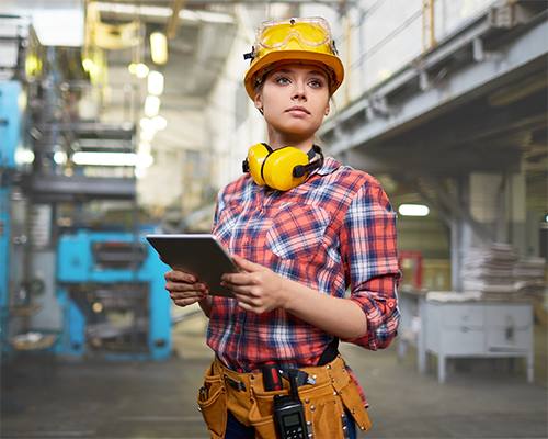 Engineer on site with tablet