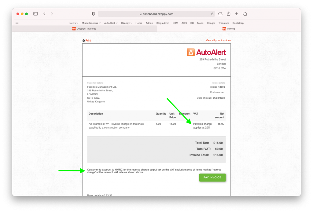 invoice vat reverse charge