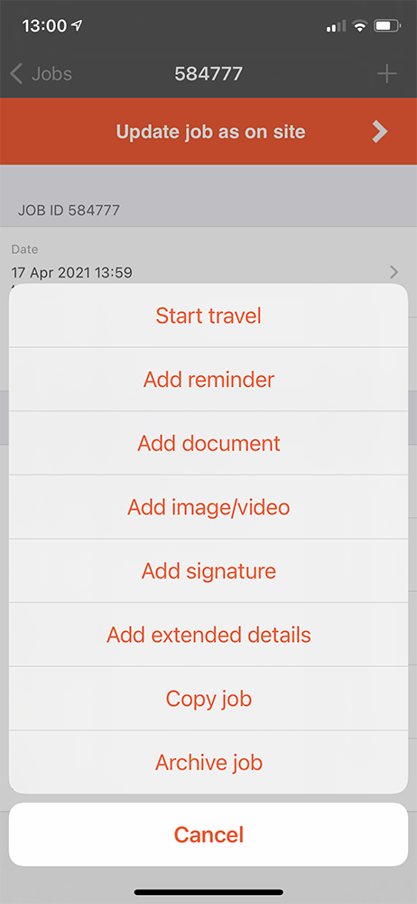 add documents to a job on iOS