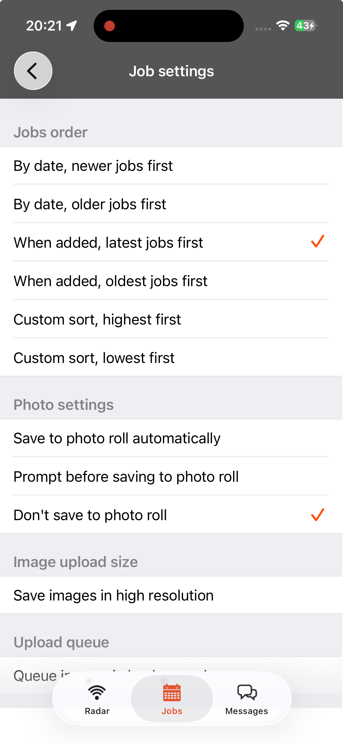 Ordering your jobs by when they were added