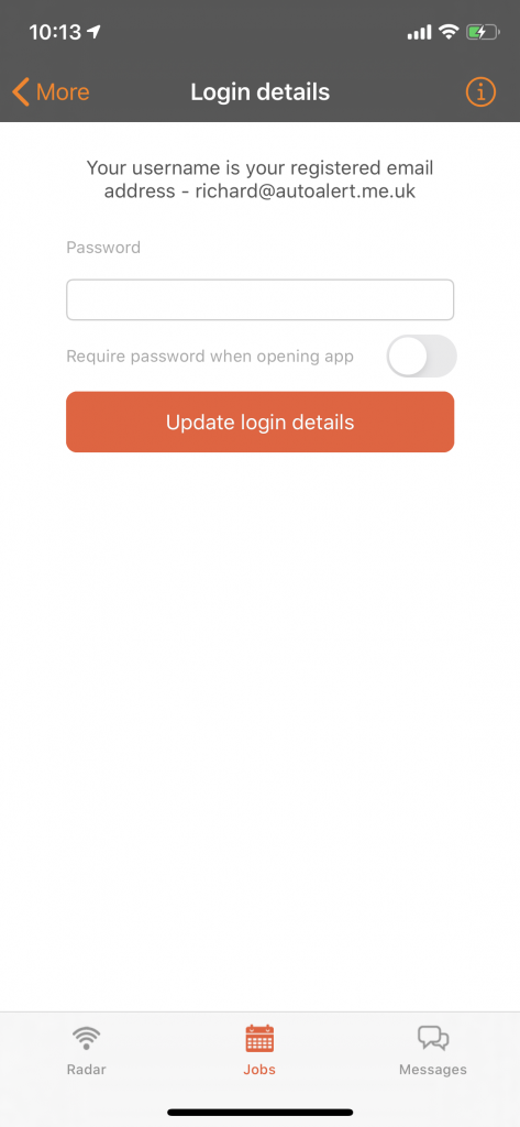 okappy app change login details