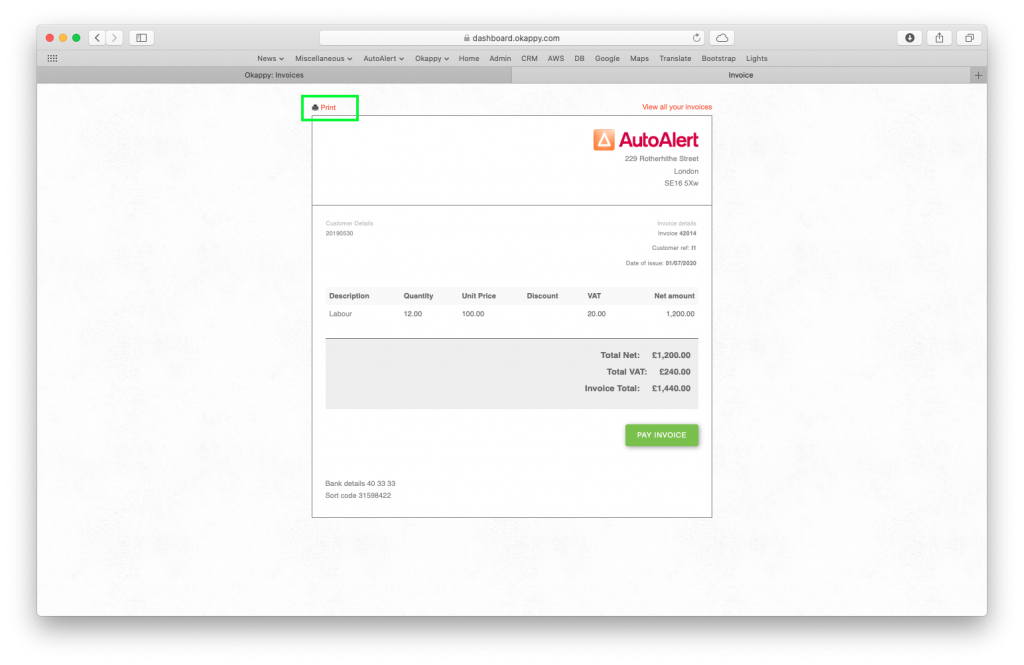 web invoice preview