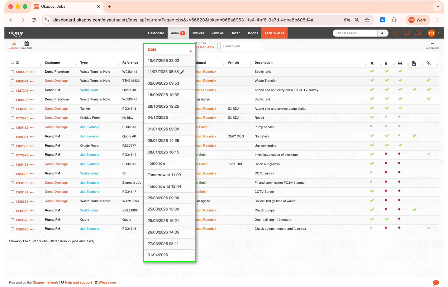 Web order by appointment date