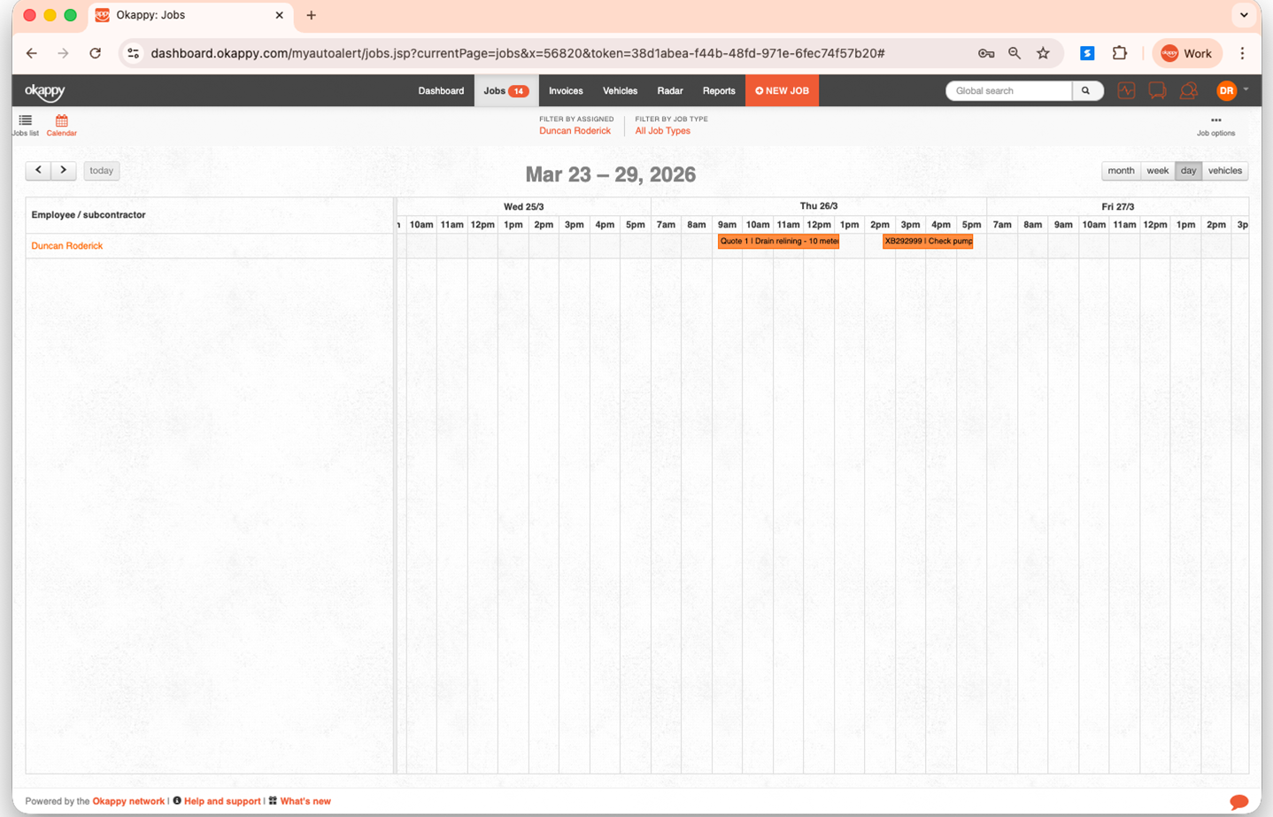 Change the order of jobs for an engineer